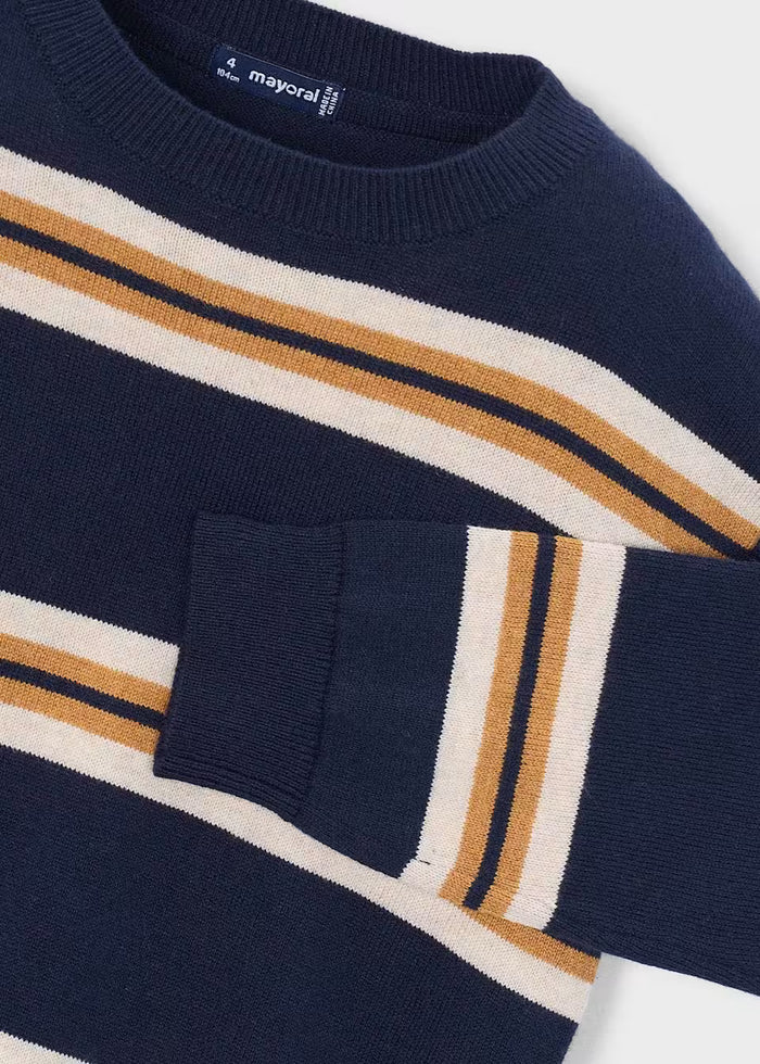 Navy and Mustard Striped Sweater