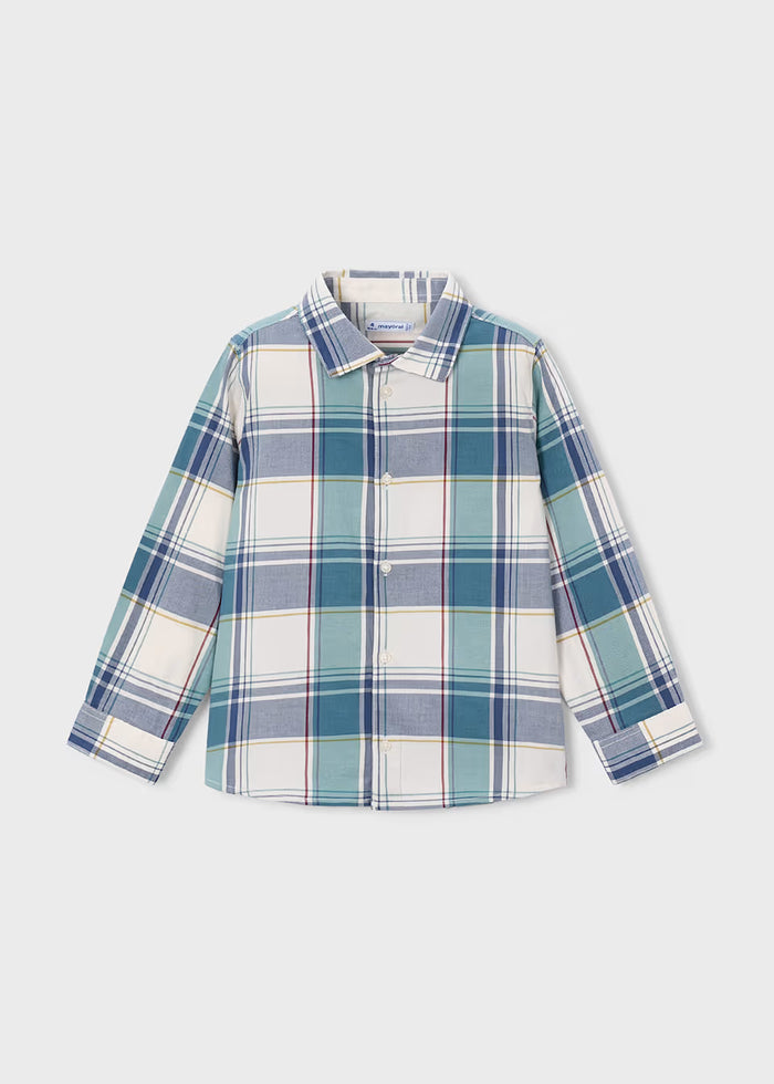 Navy and Teal Plaid Button Down