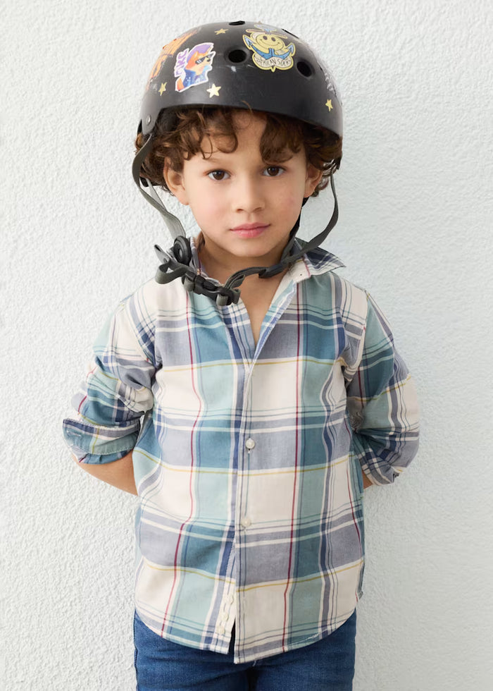 Navy and Teal Plaid Button Down