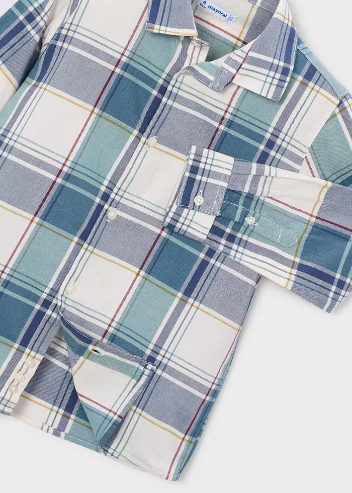 Navy and Teal Plaid Button Down