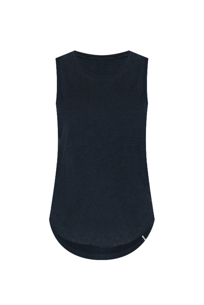 Navy Cotton Scoop Tank,ghost-mani