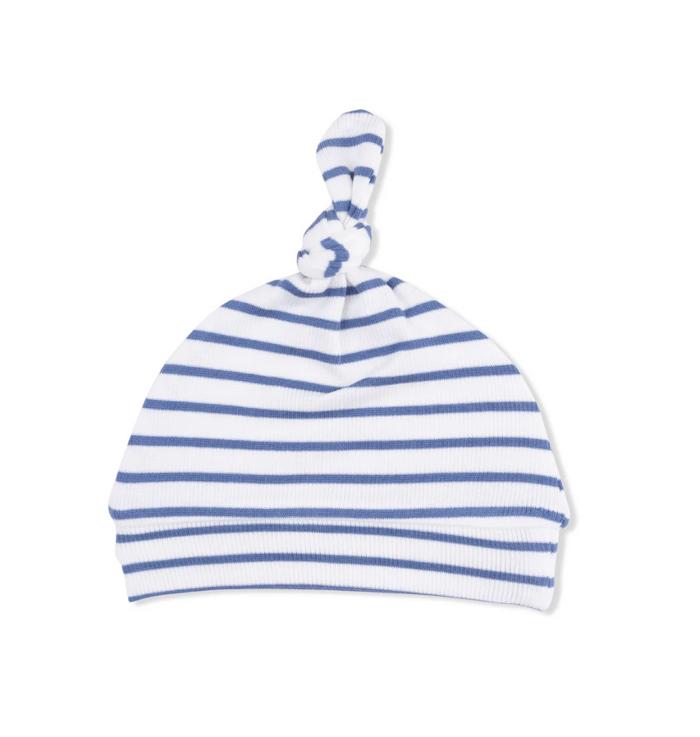 Navy Stripe Knotted Hat 0-3m