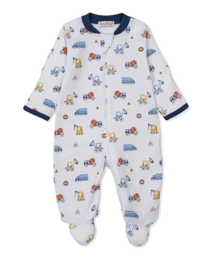 Navy Trim Construction Roadwork Zip Footie