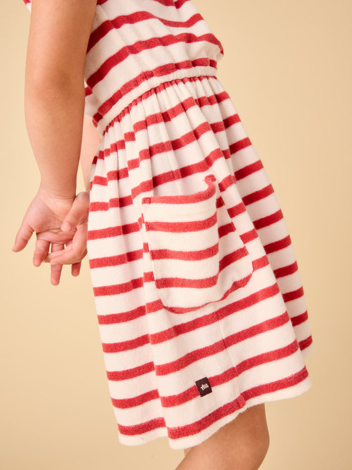 New Stripe Tie Shoulder Twirl Dress