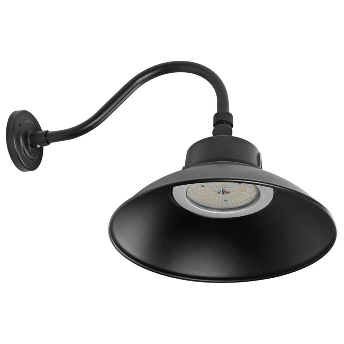 Outdoor Wall Light Nuvo 65-661 Black LED Gooseneck Barn Light With Photocell Wattage Selectable CCT Selectable Nuvo Lighting