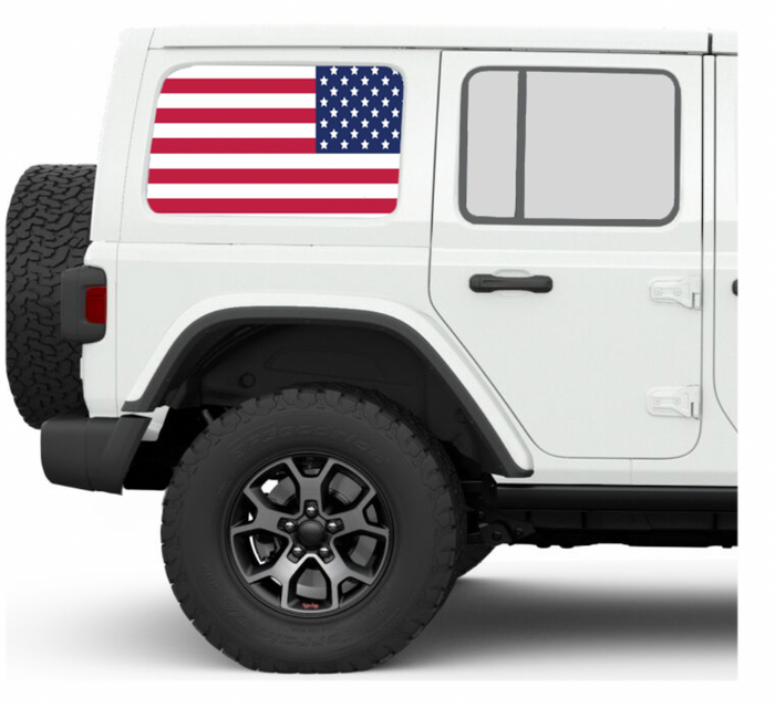 Old Glory Side Windows Printed Vinyl Decal