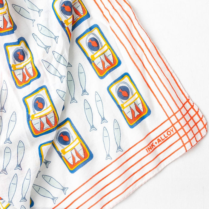 Olivia Square Scarf Sardine Print Scarf