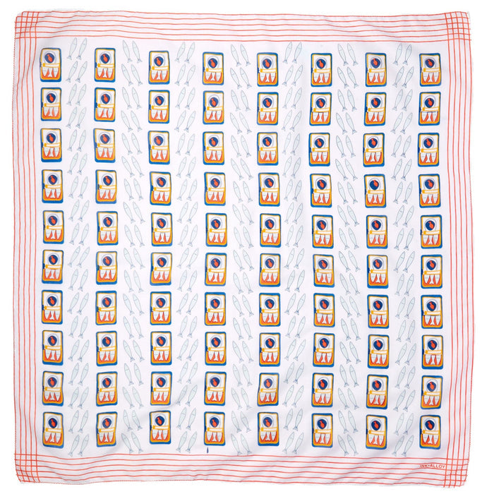 Olivia Square Scarf Sardine Print Scarf