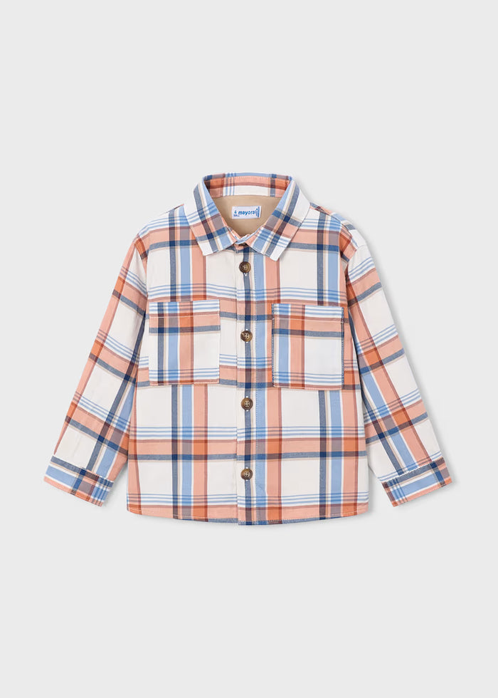 Orange and Navy Plaid Flannel