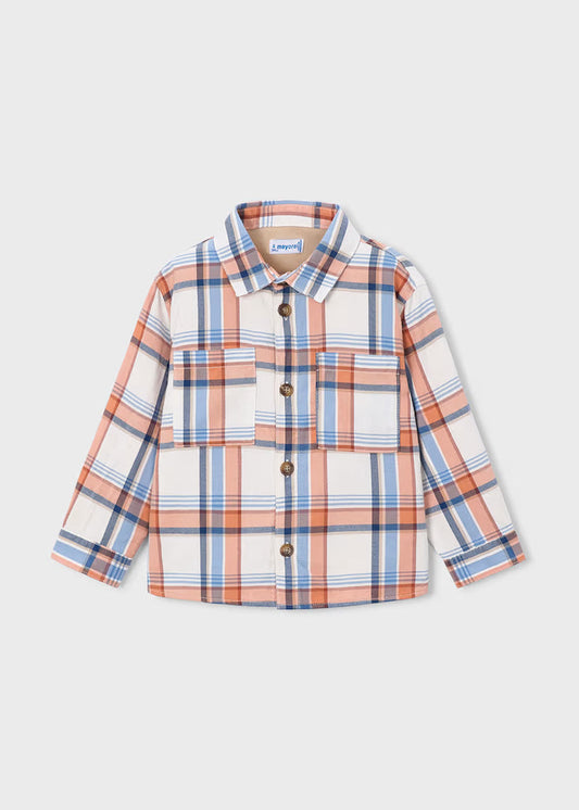 Orange and Navy Plaid Flannel