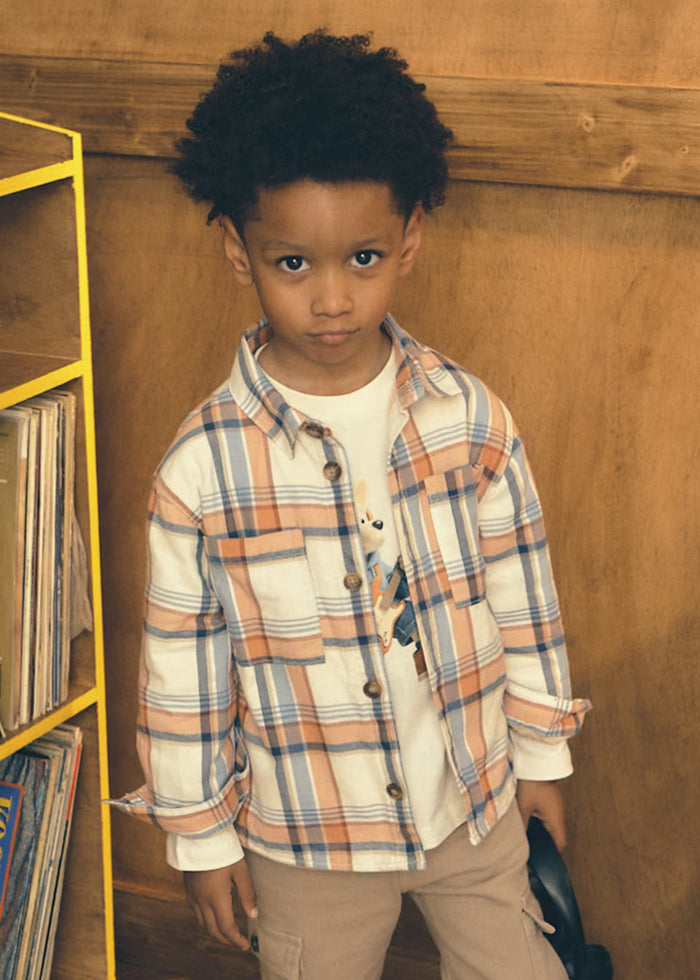 Orange and Navy Plaid Flannel