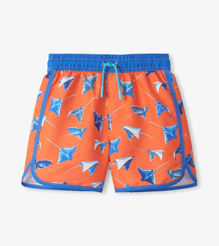Orange Sting Rays Swim Shorts & Striped Rashguard