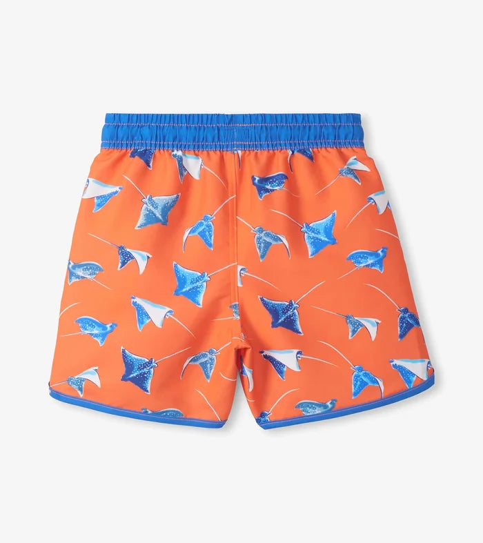 Orange Sting Rays Swim Shorts & Striped Rashguard