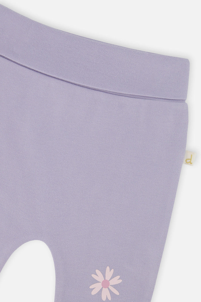 Deux par Deux baby girls evolutive pants in violet with flower details, alternate view