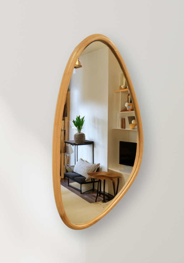 Organic Shaped Oak Mirror