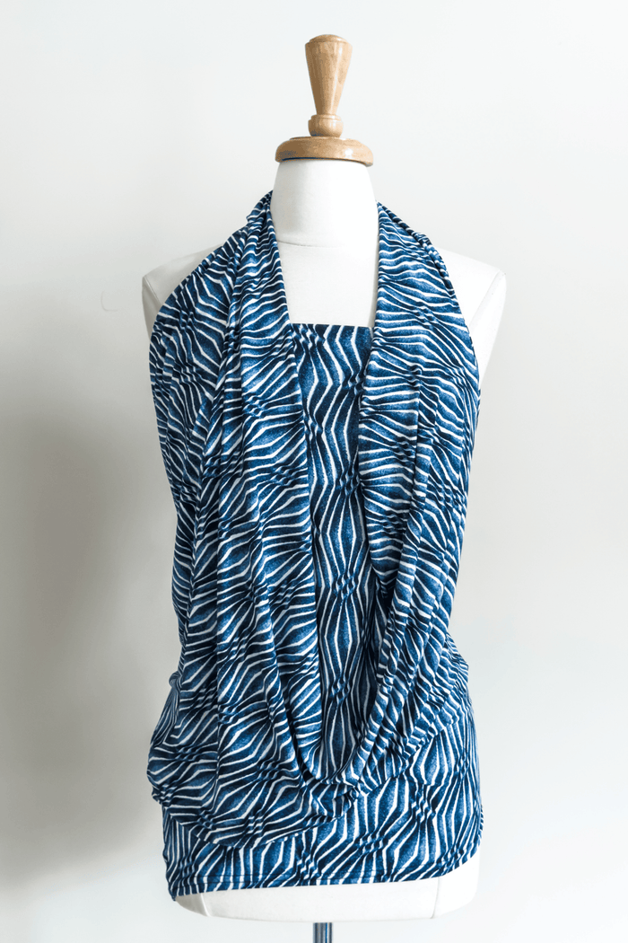 Diane Kroe Origami Dress in Blue Ikat