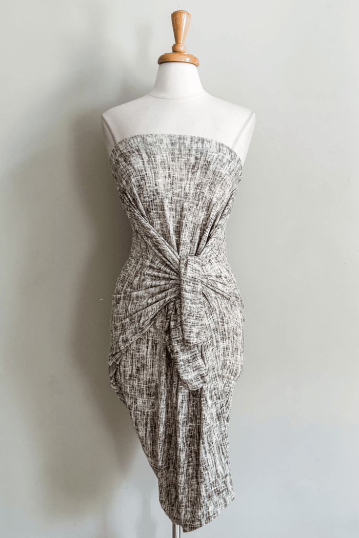 Origami Dress in Sand Linen print from Diane Kroe