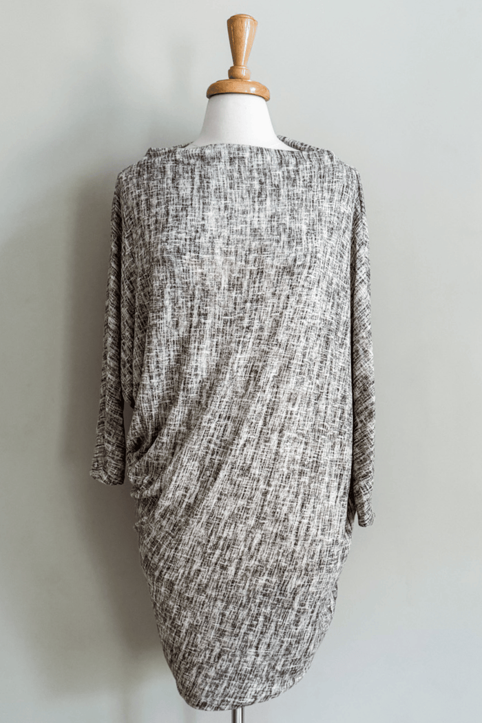 Origami Dress in Sand Linen print from Diane Kroe