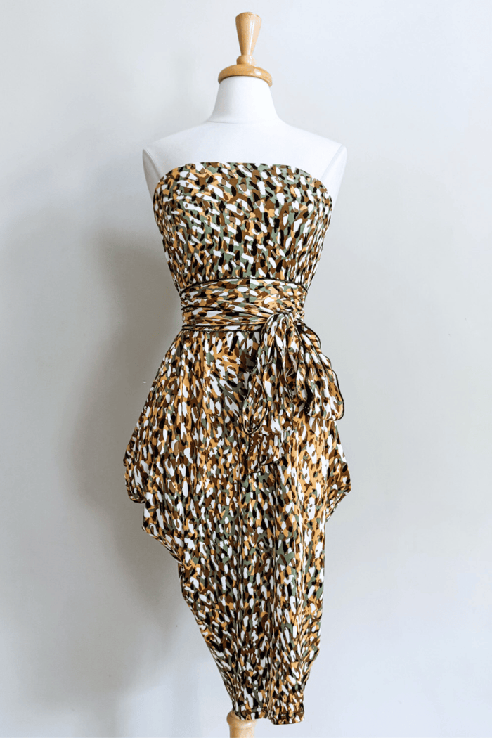 Origami Dress in Kaleidoscope Olive print from Diane Kroe