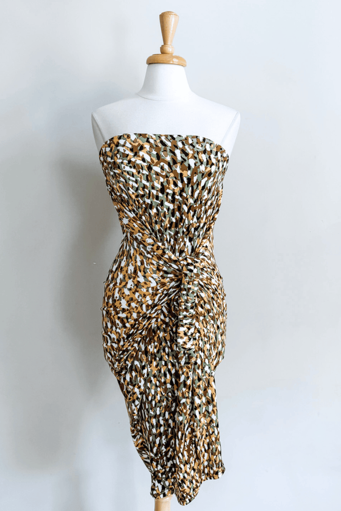 Origami Dress in Kaleidoscope Olive print from Diane Kroe