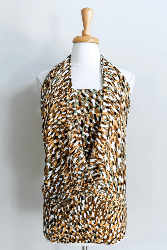 Origami Dress in Kaleidoscope Olive print from Diane Kroe