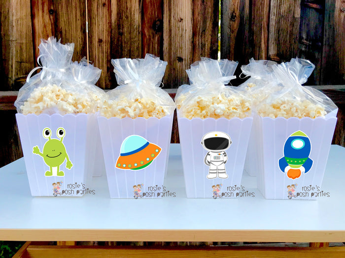 Outer Space Theme Party Popcorn Favor Bins