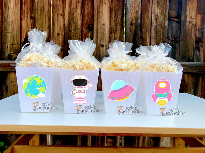 Outer Space Theme Party Popcorn Favor Bin