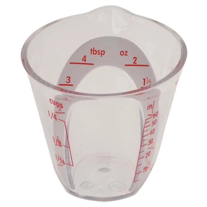 OXO Angled Measuring Cup 2oz Capacity rear view on white basckround.