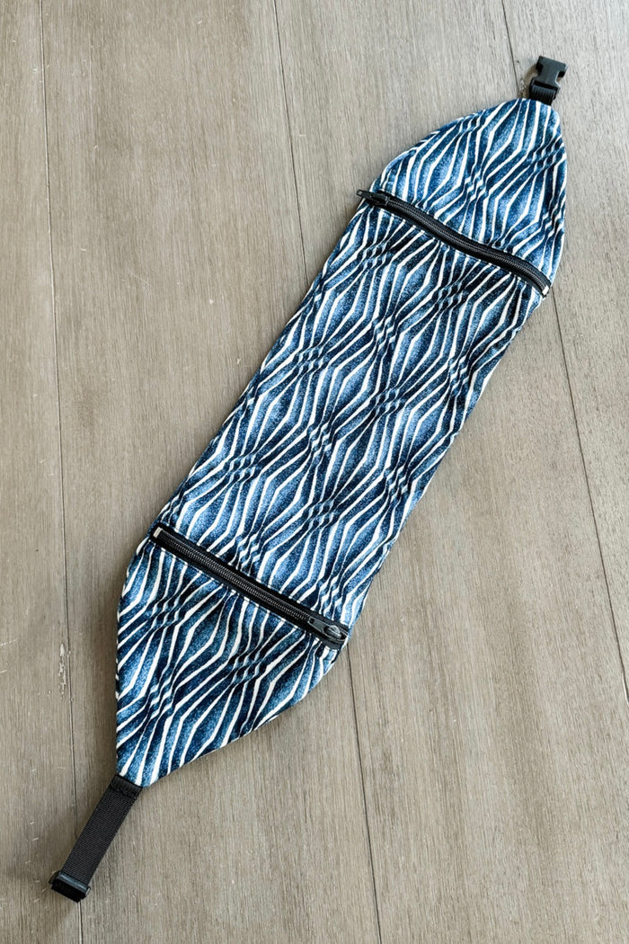 Packable Headrest in Blue Ikat Print