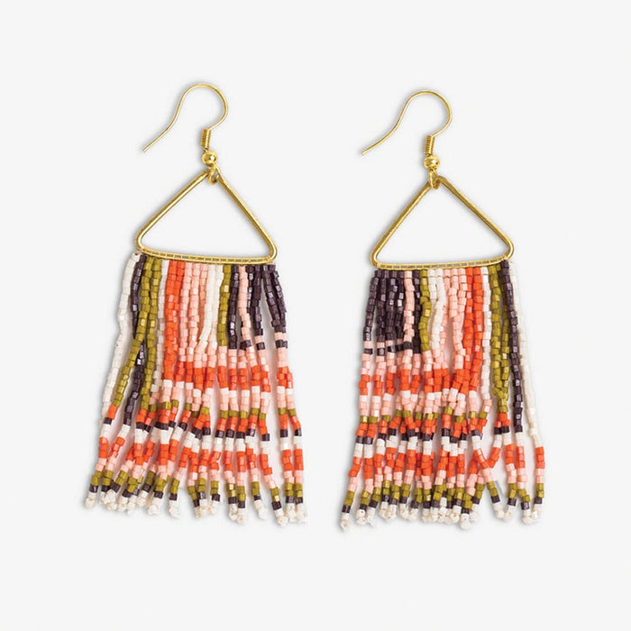 Paige Ascending Blocks Beaded Fringe Earrings Jaipur