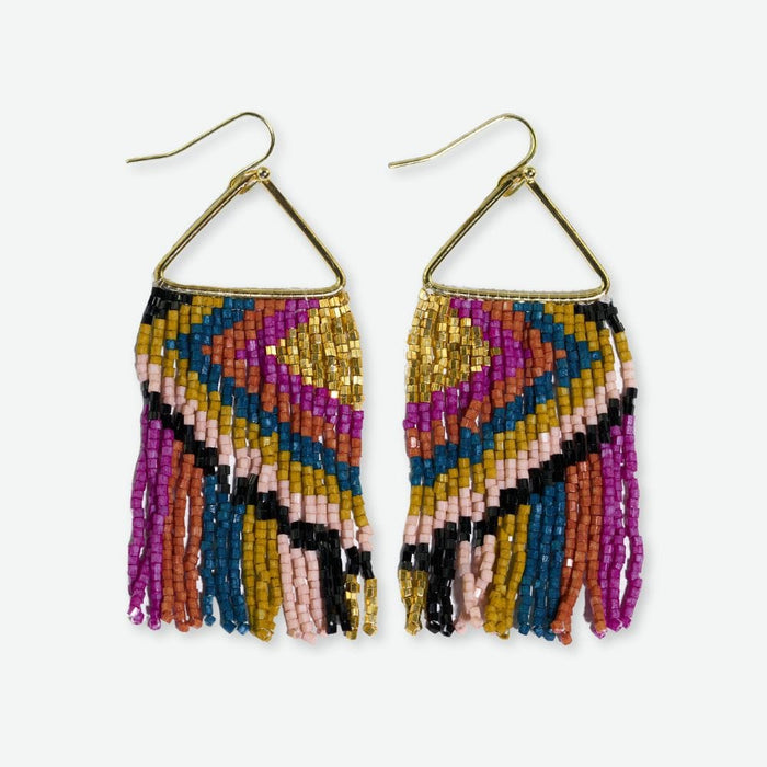 Paige Ascending Diamond Beaded Fringe Earrings Jewel Tone Earrings