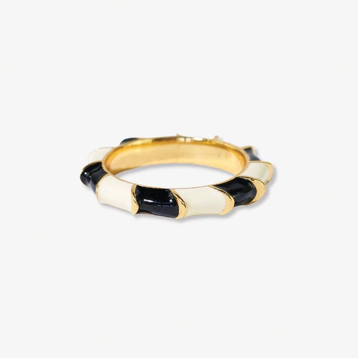 Paisley Twisted Coloblock Enamel Ring Black/White Black/White- Size 7 RING