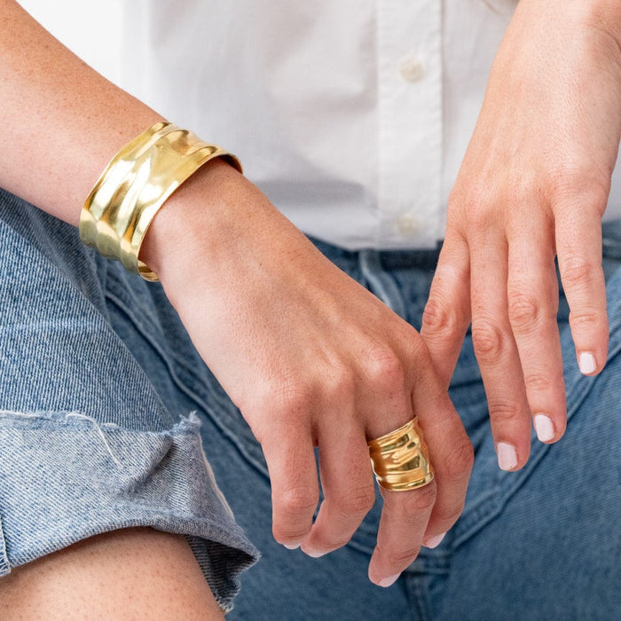 Paloma Large Wavy Cuff Bracelet Brass Cuff