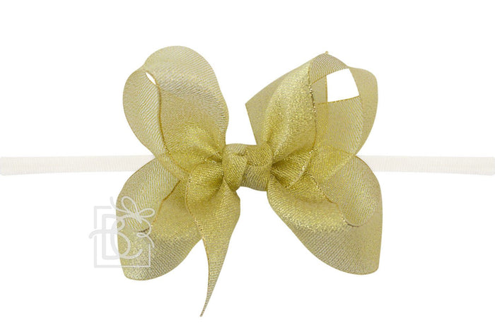 Pantyhose Headband w 4.5" Bow Gold