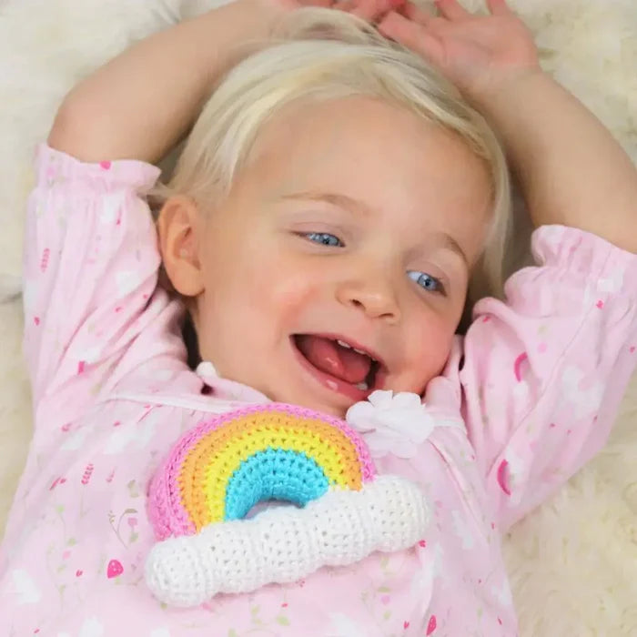 Pastel Rainbow Bamboo Crochet Rattle