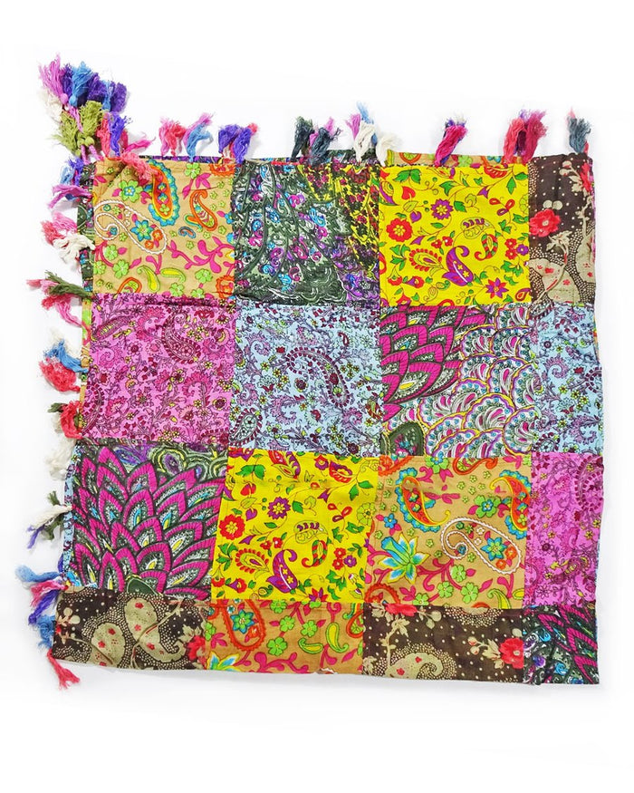 Patchwork Scarf with Tassels