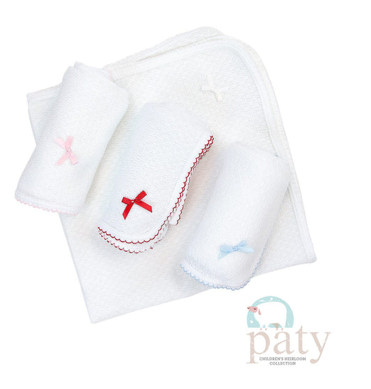 Paty White Swaddle Blanket w Trim