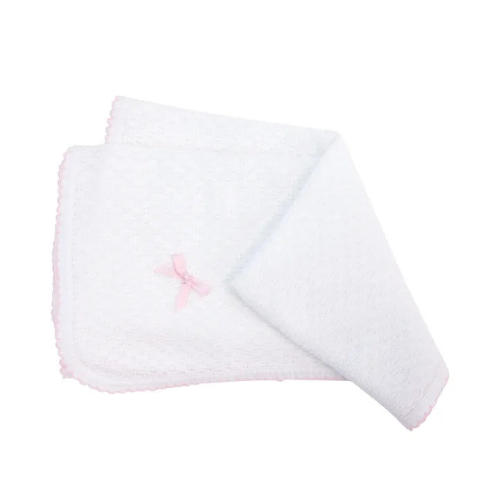 Paty White Swaddle Blanket with Pink Trim