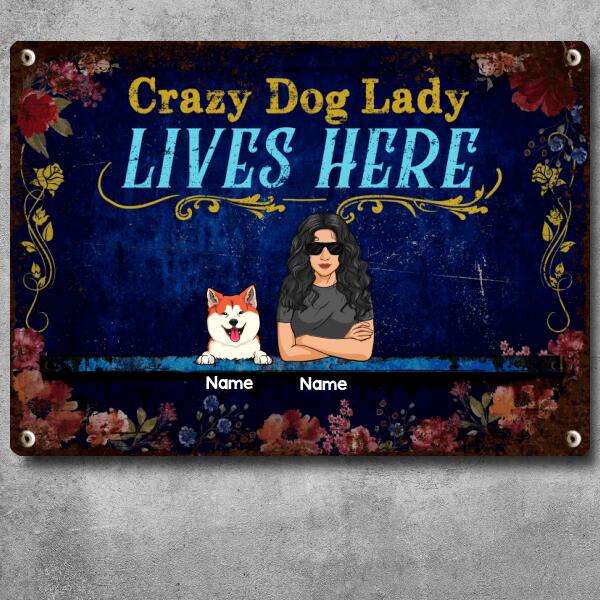 Pawzity Funny Warning Signs, Gifts For Dog Lovers, Crazy Dog Lady Lives Here, Welcome Metal Signs, Dog Mom With Her Dogs