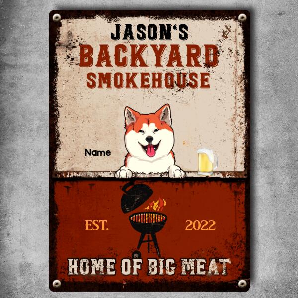 Pawzity Metal Backyard Sign, Gifts For Pet Lovers, Smokehouse Home Of Big Meal Personalized Family Sign