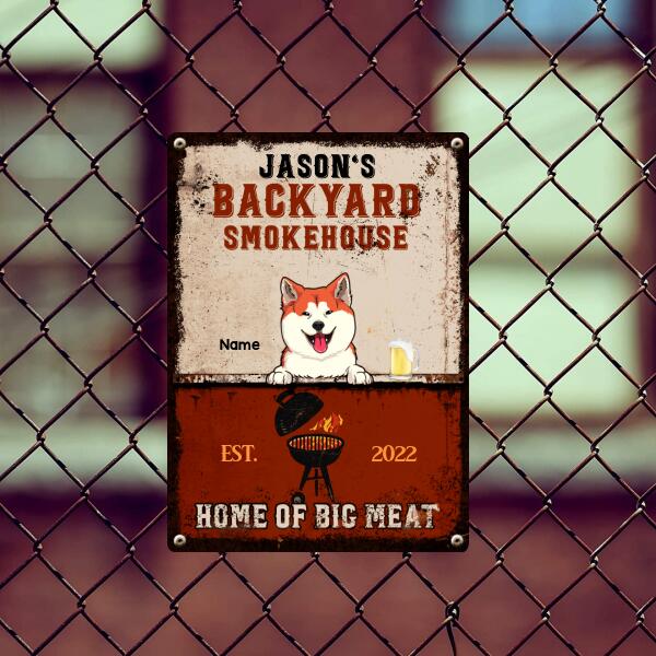 Pawzity Metal Backyard Sign, Gifts For Pet Lovers, Smokehouse Home Of Big Meal Personalized Family Sign