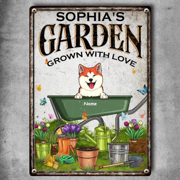 Pawzity Metal Garden Sign, Gifts For Pet Lovers, Grown With Love Plant & Butterfly Personalized Housewarming Gifts