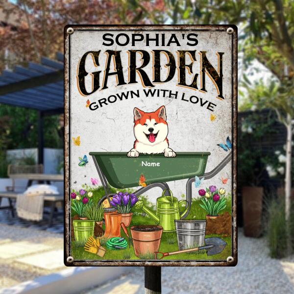 Pawzity Metal Garden Sign, Gifts For Pet Lovers, Grown With Love Plant & Butterfly Personalized Housewarming Gifts