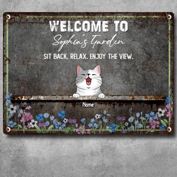 Pawzity Metal Garden Sign, Gifts For Pet Lovers, Sit Back Relax Enjoy The View Flowers Welcome Signs