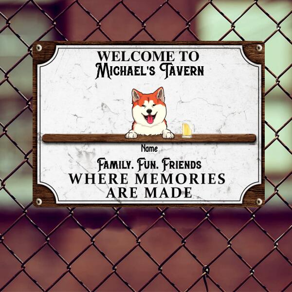 Pawzity Metal Tavern Signs, Gifts For Pet Lovers, Family Fun Friends Where Memories Are Made Welcome Signs