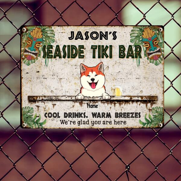 Pawzity Seaside Metal Tiki Bar Signs, Gifts For Pet Lovers, We're Glad You Are Here Tropical Style Welcome Signs