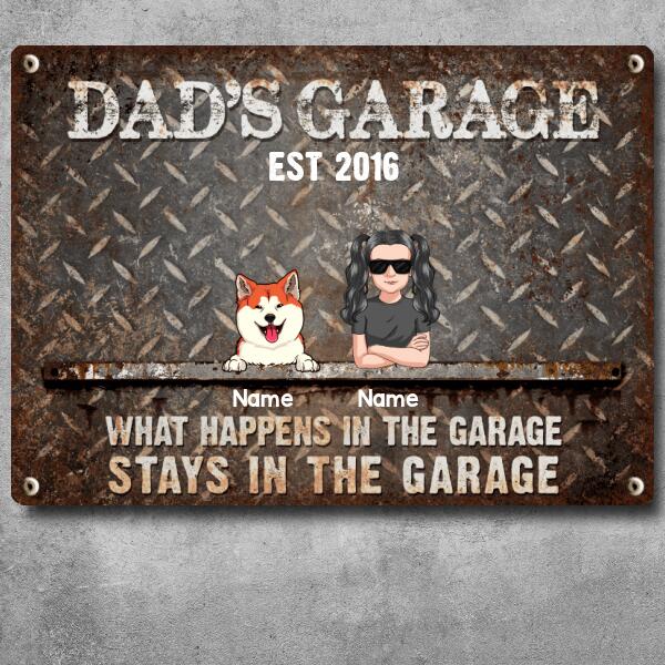 Pawzity Welcome Metal Garage Sign, Gifts For Pet Lovers, Dad's Garage What Happens In The Garage Stays In The Garage