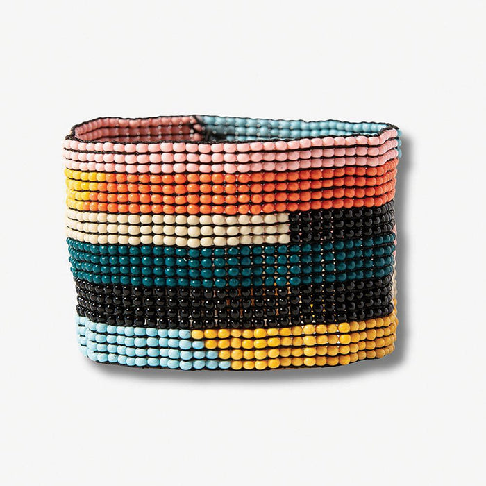 Penelope Horizontal Stripe Beaded Stretch Bracelet Rainbow Bracelet