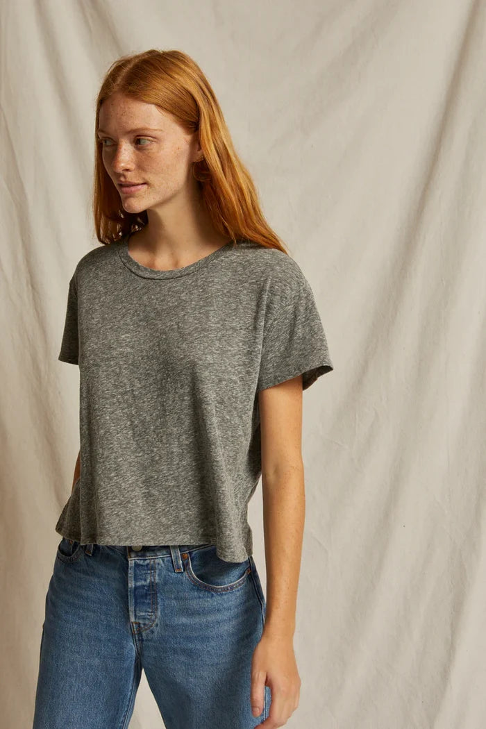 Perfect White Tee - Harley Boxy Crew in Heather Grey