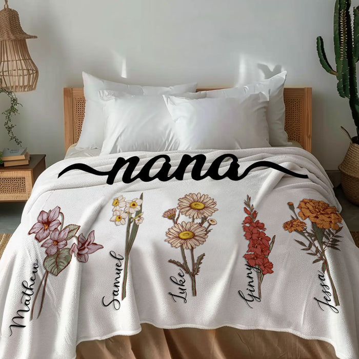 Personalized Gift Grandma | Custom Grandma’s Garden Blanket for Mother’s Day